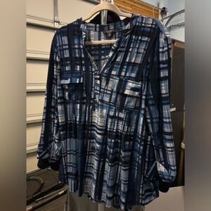 Cocomo 1x blue silky thick material blouse